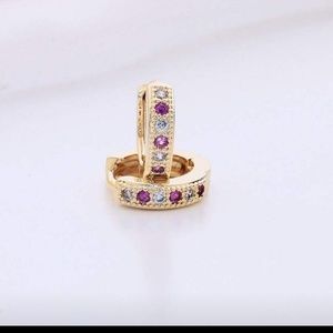 Kinitial Gold  Plated Colorful Classic Hoop Baby C